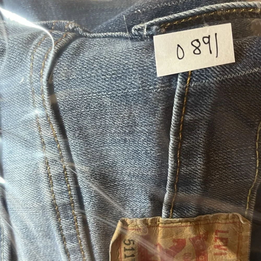 Levis Jeans Men 32x34 Blue Slim Fit Denim Workwear Medium Wash Fade Grunge
